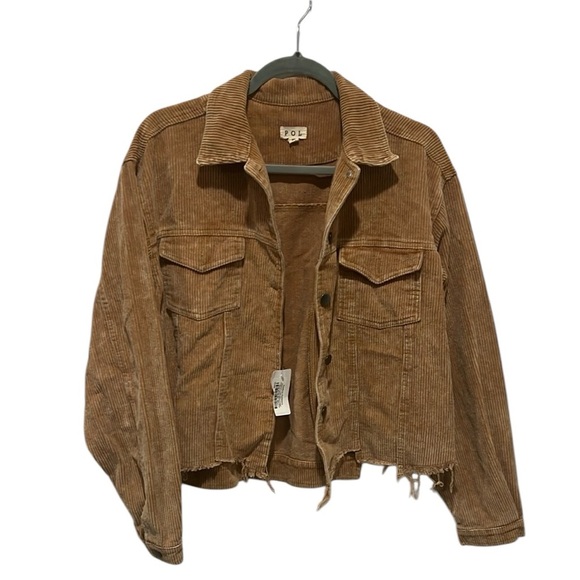 POL Teddy Bear Vintage tan corduroy jacket with raw edge Small NWT - Picture 2 of 9